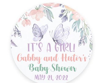Butterfly Favor Stickers - Thank You Stickers - Butterfly Baby Shower - Butterfly Shower Labels  baby shower favor labels. 40ct.