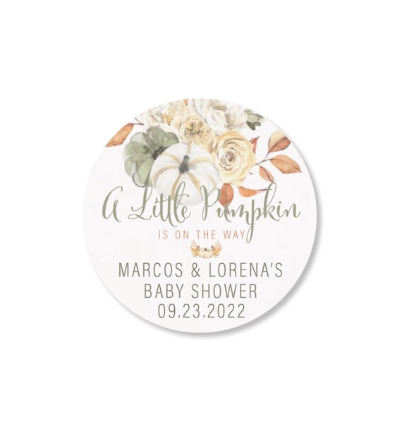pumpkin baby shower labels - pumpkin shower favors little pumpkin - thank you stickers babyshower - favor - a little pumpkin is on the 40ct.
