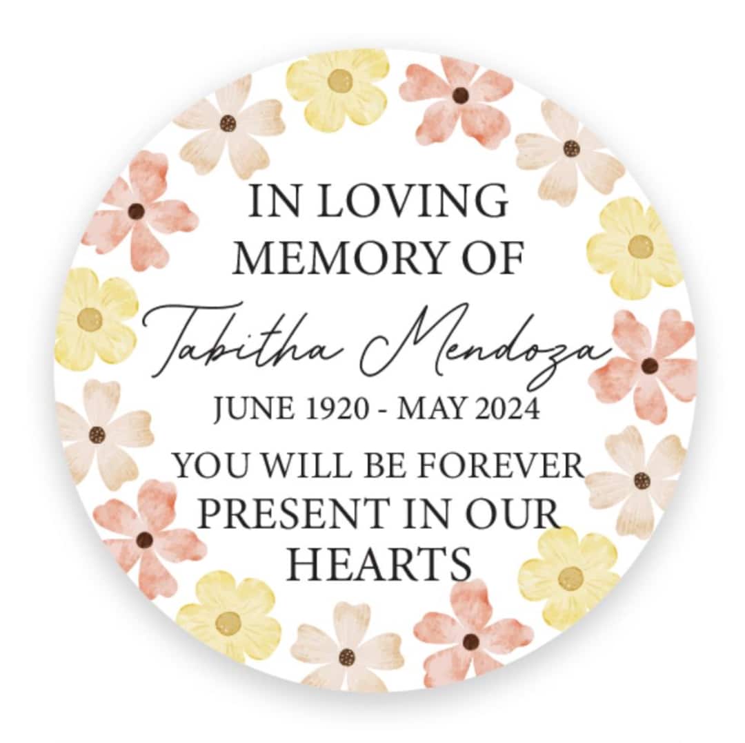 Personalized Memorial Stickers: Floral Celebration of Life Favors - Etsy