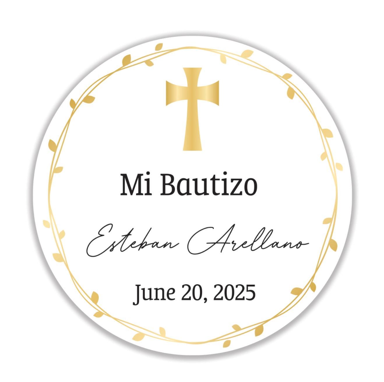 Bautizo Stickers 40 ct. Bautizo Favor Stickers - Mi Bautizo - Personalized round bautizo stickers - Thank You Stickers- 074 Baptism Stickers
