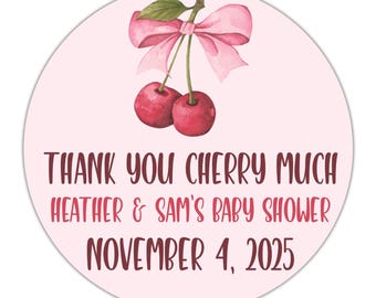 Cherry Baby Shower Stickers: Coquette Theme Favors, 40 ct.