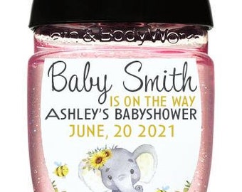 Elephant Sunflower Baby Shower Favor Labels - Set of 30