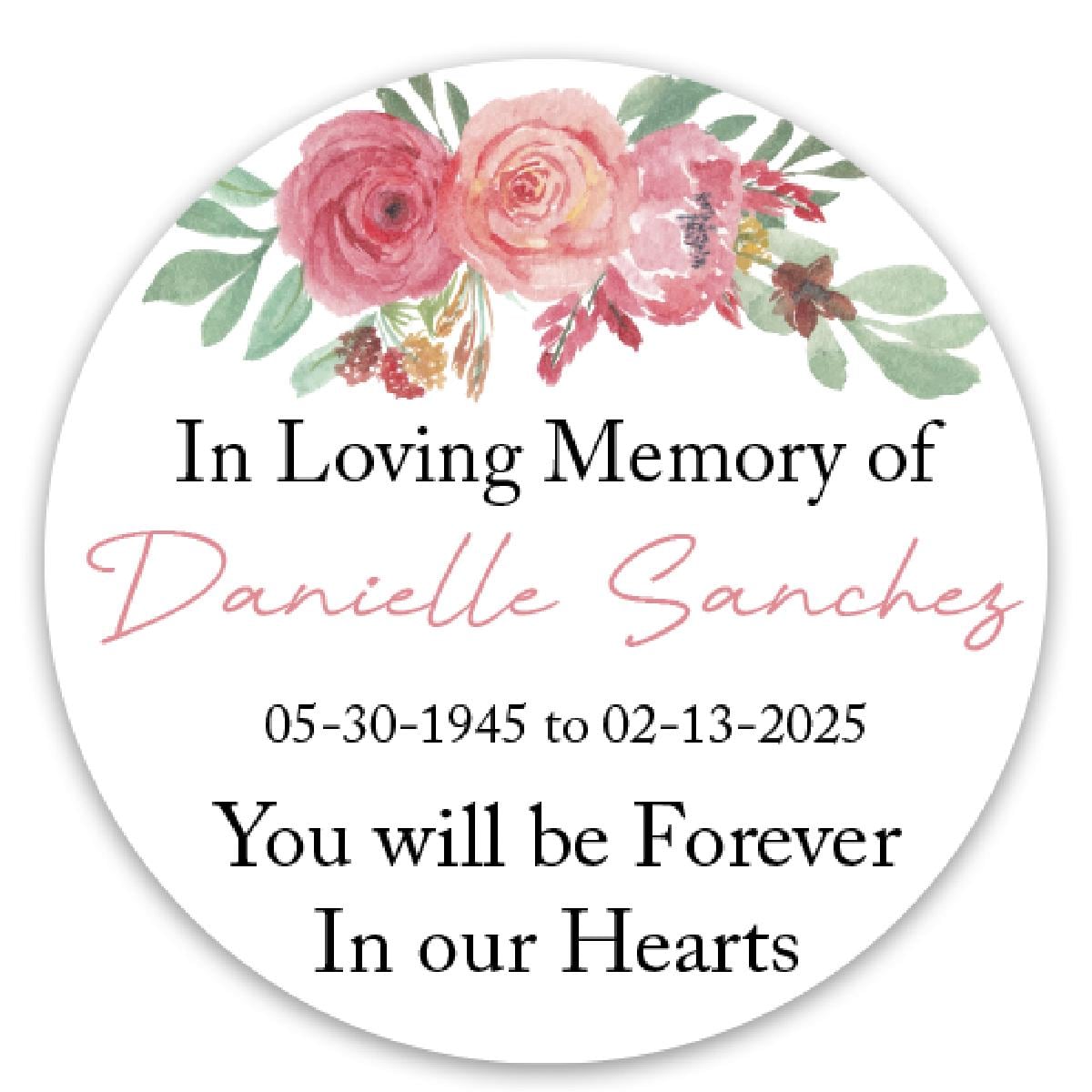 In Loving Memory Stickers – Memorial Labels – Custom Floral Remembrance ...