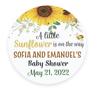 Sunflower Baby Shower Labels - Labels for Favors - Thank You stickers - Sunflower theme baby shower - Sunflower Baby Shower Stickers -