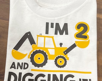 Construction birthday shirt - First birthday boy - Birthday shirt - Construction Digger T-shirt - diggin it - construction birthday party