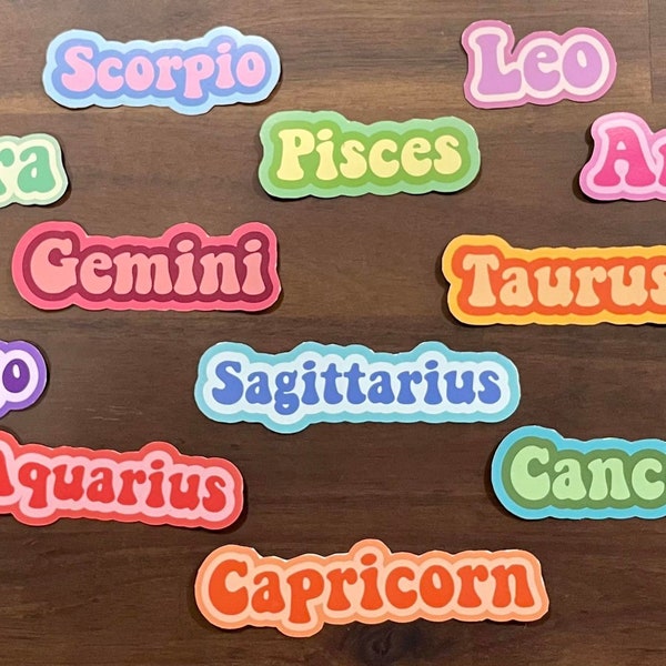 Zodiac Sticker,  Leo, cancer, Sagittarius, Aquarius, Gemini, Virgo, Taurus, Pisces, Capricorn, Aries, Libra, waterbottle sticker - laptop