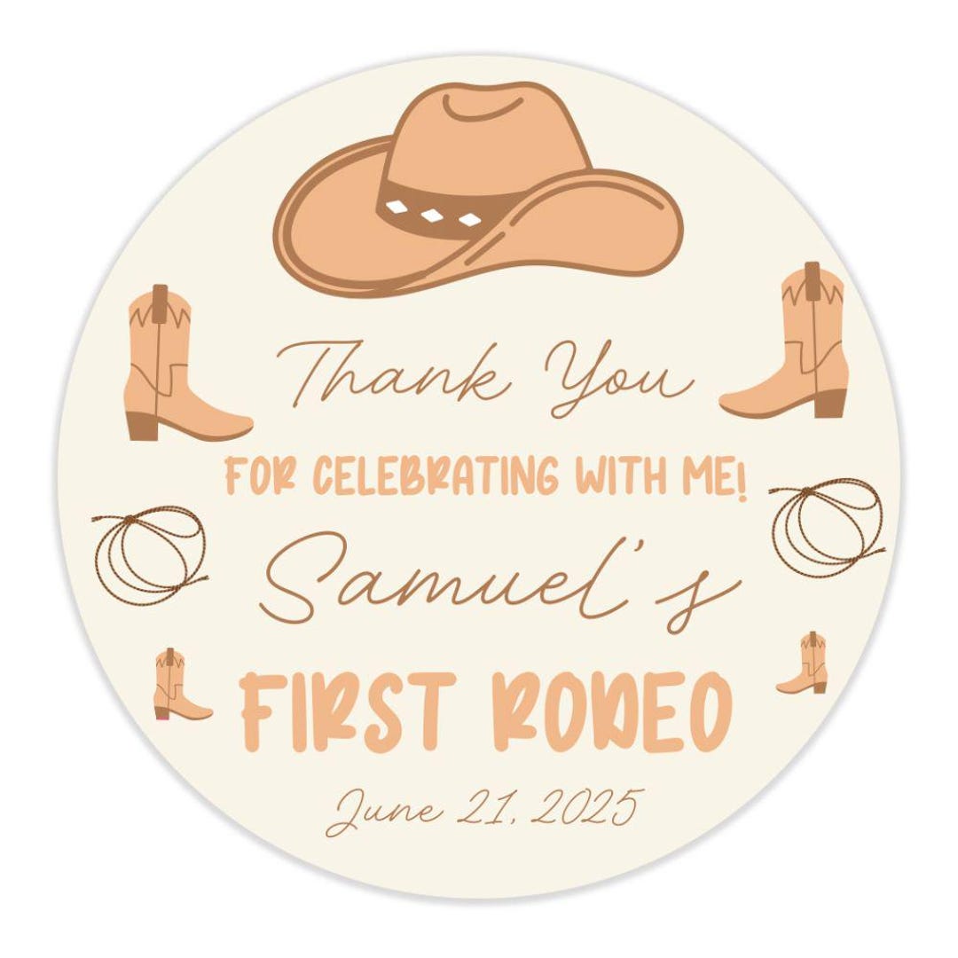 Packaging Stickers Rodeo First Rodeo Birthday Stickers: 40 Waterproof Cowboy Party Favors - Etsy