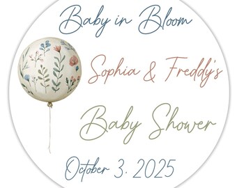 Wildflower Baby Shower Favor Stickers: Baby in Bloom, Floral Theme (40 ct.)