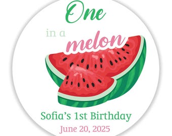 Watermelon Birthday Favor Stickers: Waterproof Party Labels - 40ct