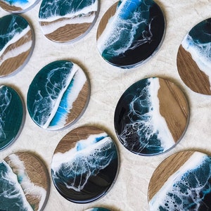 Beach Coaster // Resin Coaster // Timber and Resin Coaster // Home Decor // Boho Decor // Coastal Decor // Beach Decor // Resin Beach