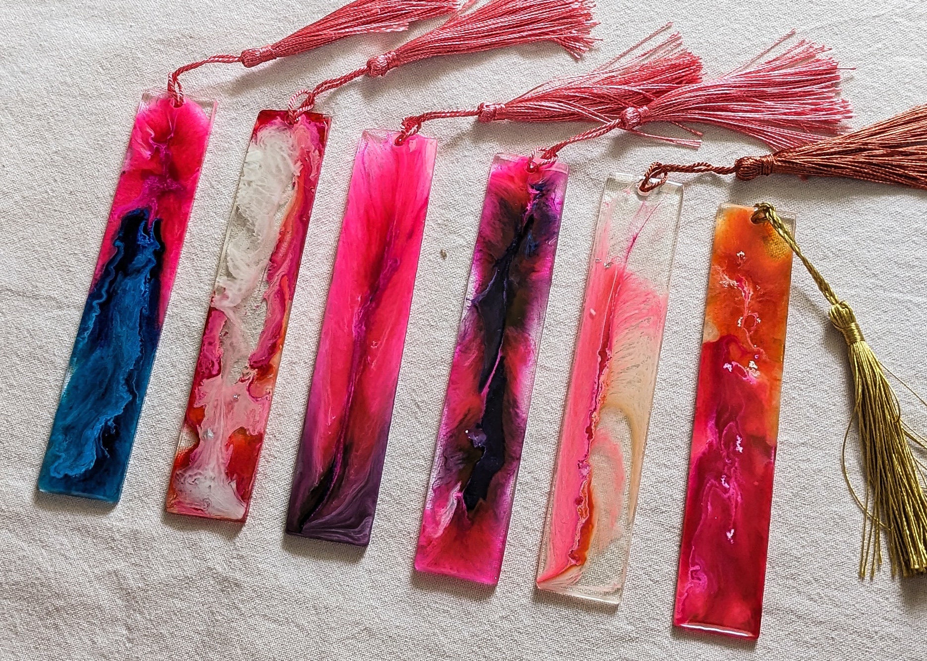 Alcohol Ink Bookmarks // Ink and Resin Bookmark // Coral Purple and ...