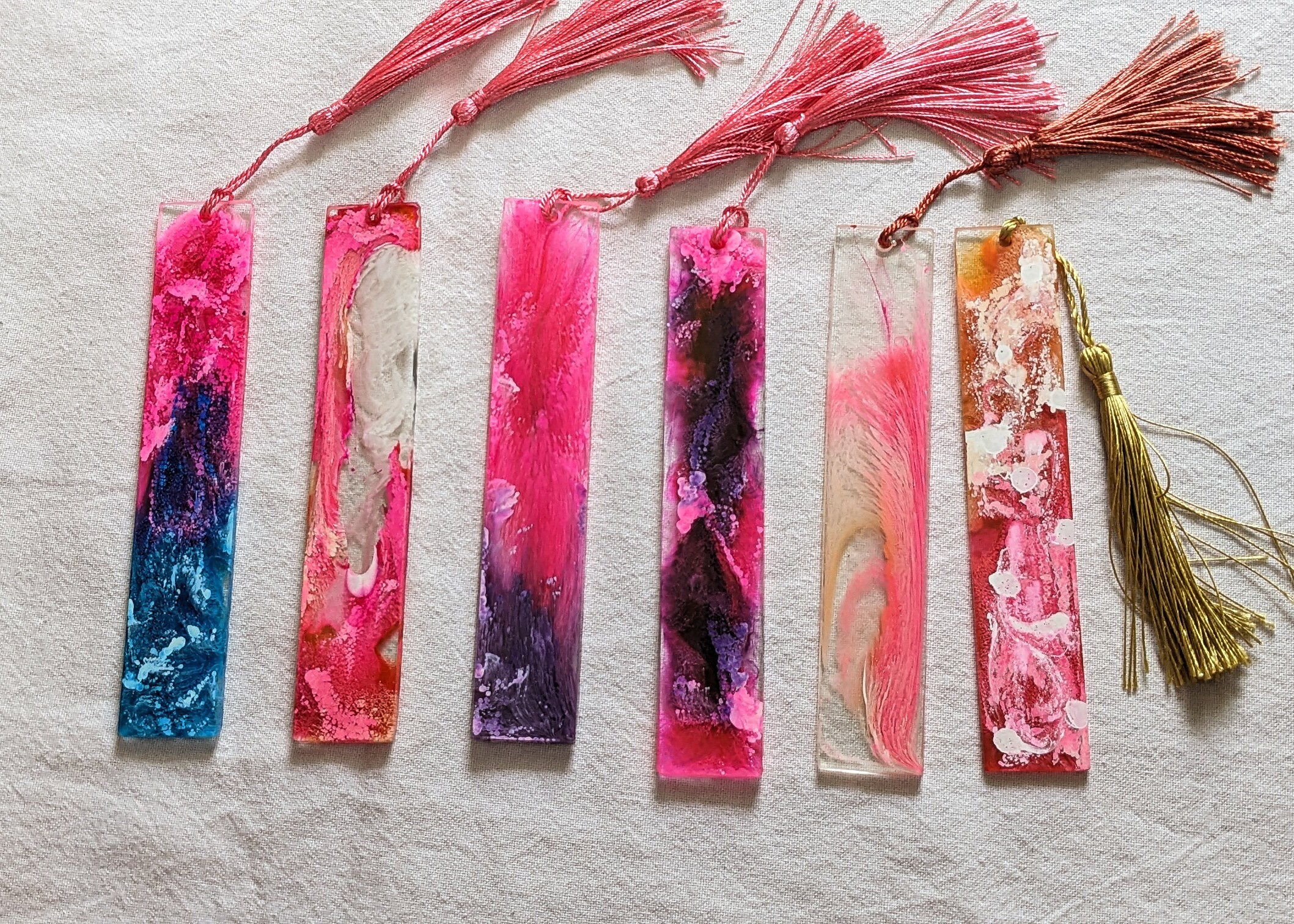 Alcohol Ink Bookmarks // Ink and Resin Bookmark // Coral Purple and ...