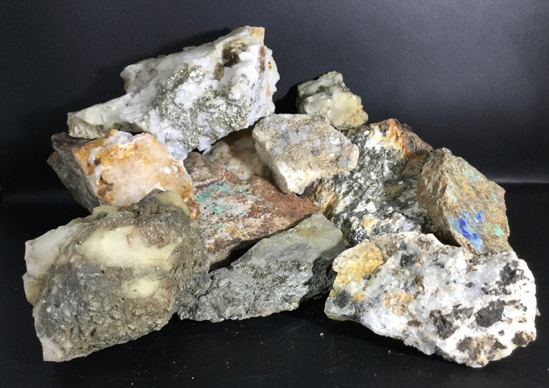 Two Pound Mystery Rock Box High Grade Gold Ore Silver Ore Crystals Azurite/Copper Quartz Iron image 1