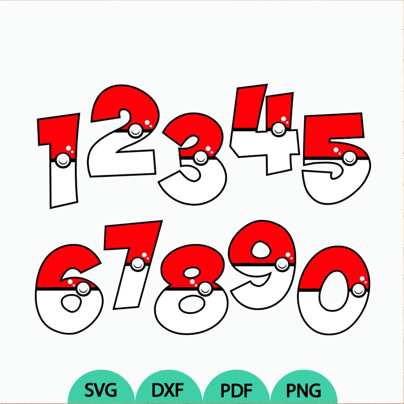 Download Pokeball Number svg Pokeball Birthday Number svg Pokeball | Etsy