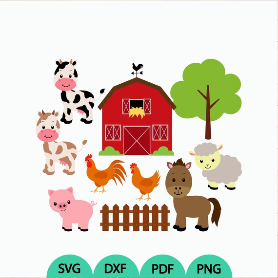 Farm Animals Svg Horse Clipart Chicken Svg Barnyard Animals Etsy
