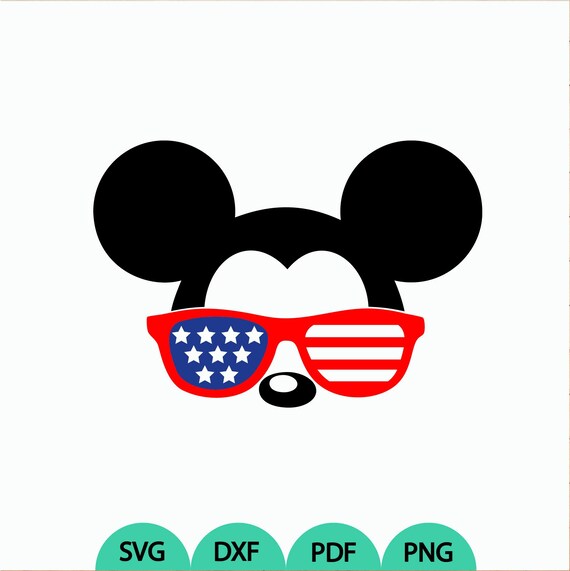 Mickey America Svg Mickey With American Flag On Glasses Svg Etsy