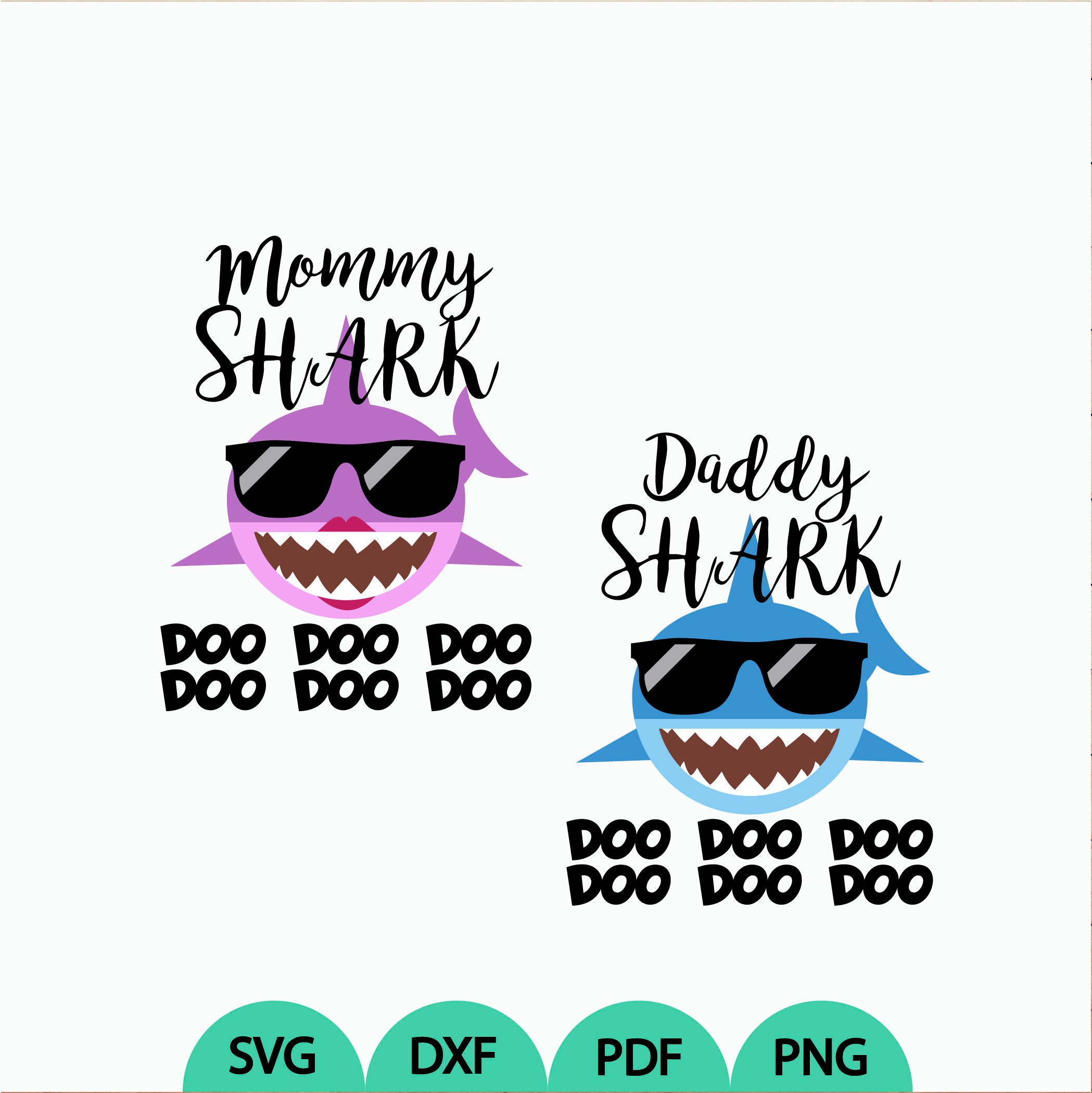Download Baby Shark Set Svg Daddy Mommy Shark Svg Shark Glasses Svg Etsy