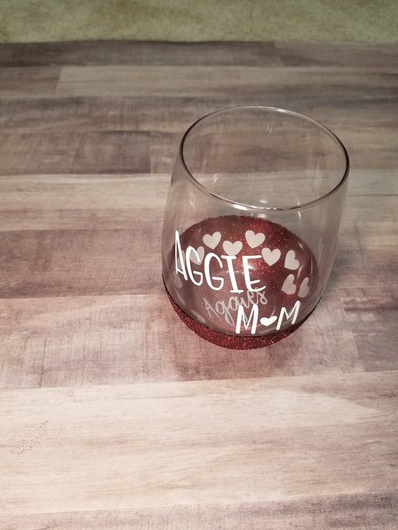 Aggie Wine Glass Aggie Glitter Wine Glass Ring Day Wine Etsy
