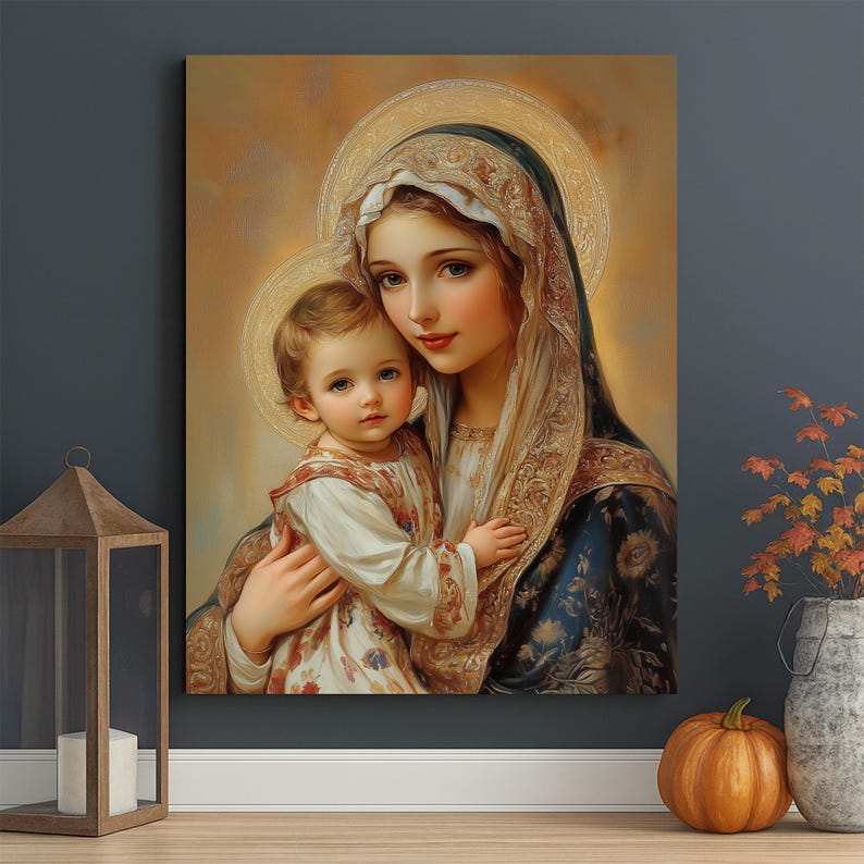 Virgin Mary and Baby Jesus Canvas Art | Christian Religious Decor - Etsy