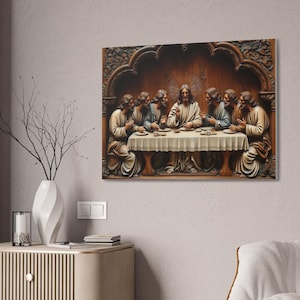 The Last Supper Wall Art | Christian Canvas Print | Religious Home Decor | Biblical Jesus Painting