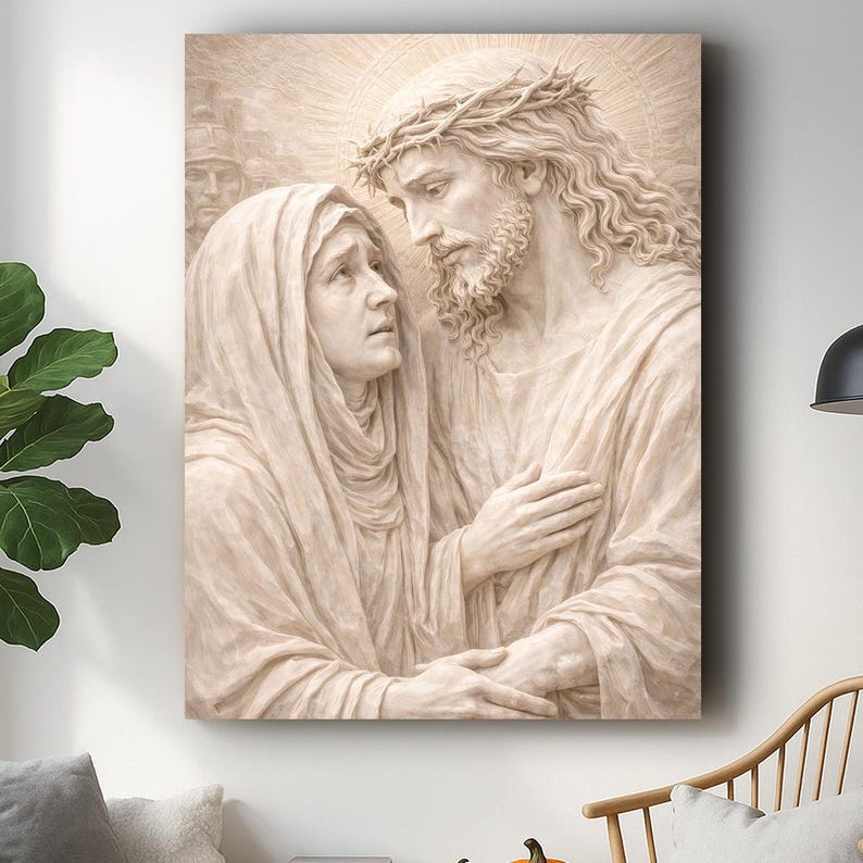 Jesus Virgin Mary Embrace Canvas Print, Christian Religious Wall Art - Etsy