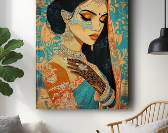 Indian Woman Pop Art Canvas Print | Vedic Inspired Home Decor