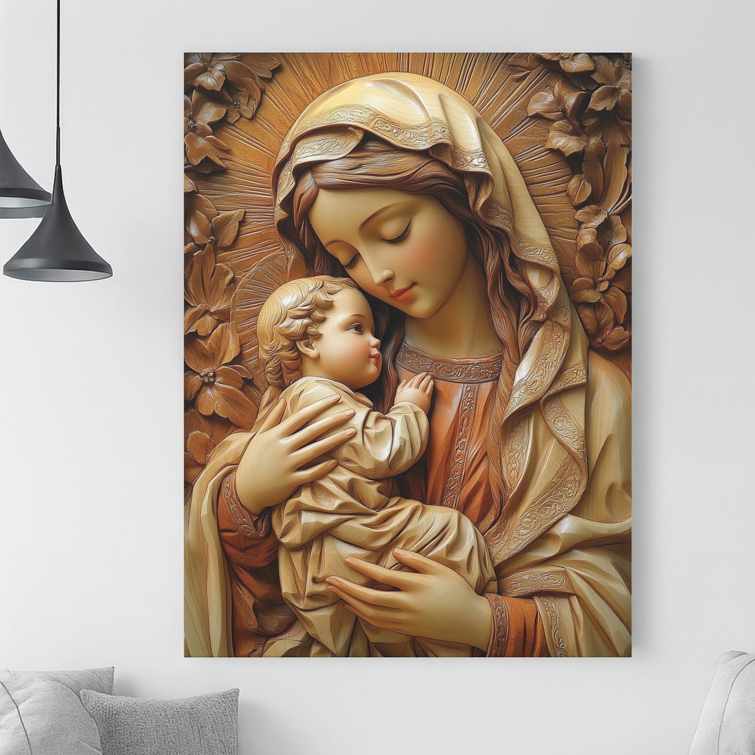 Virgin Mary and Baby Jesus Canvas Print – Catholic Home Decor - Etsy