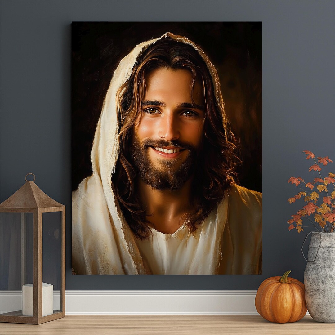 Smiling Jesus Wall Art – Christian Canvas Print | Religious Faith Home ...