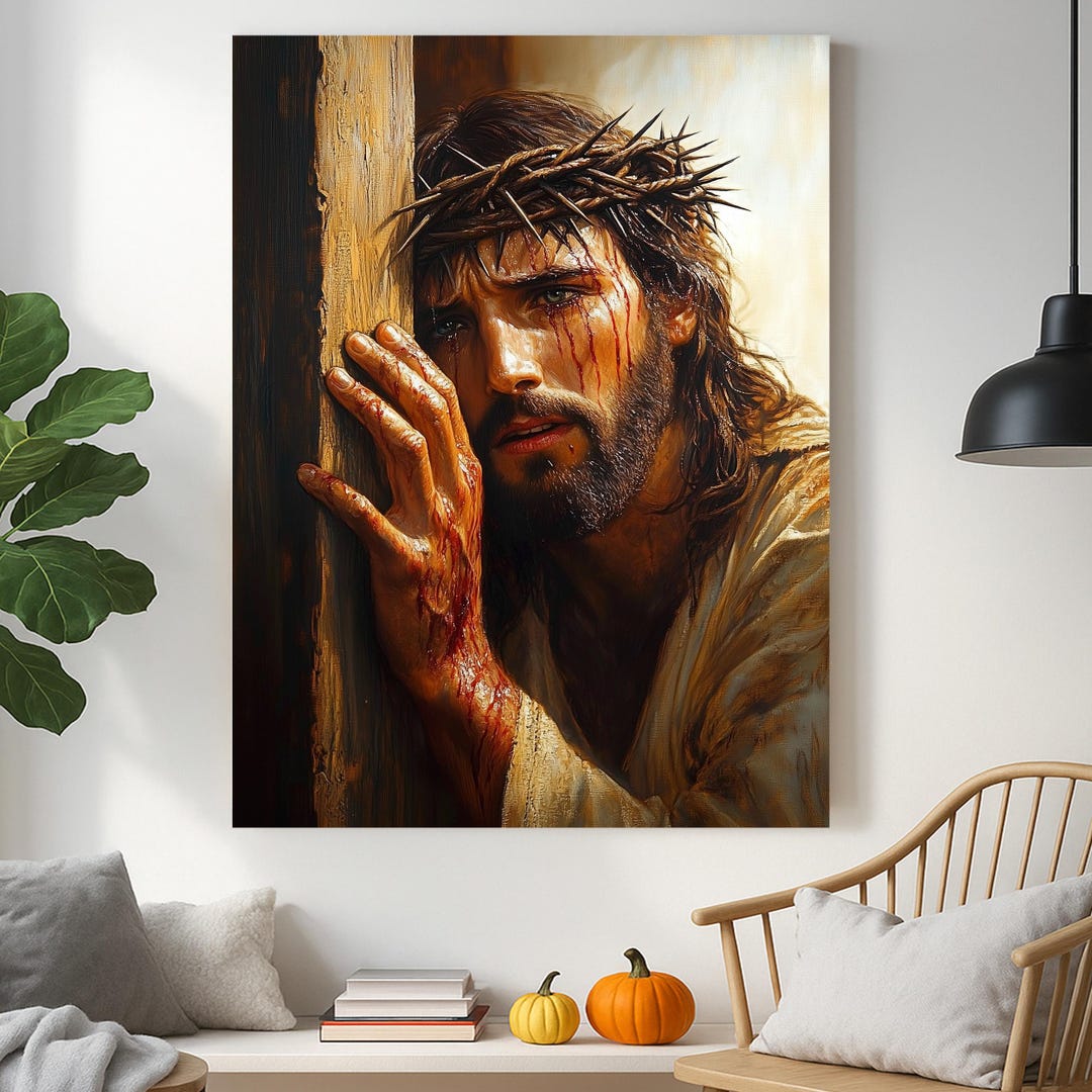 Jesus Christ Crown of Thorns Wall Art – Christian Religious Canvas ...