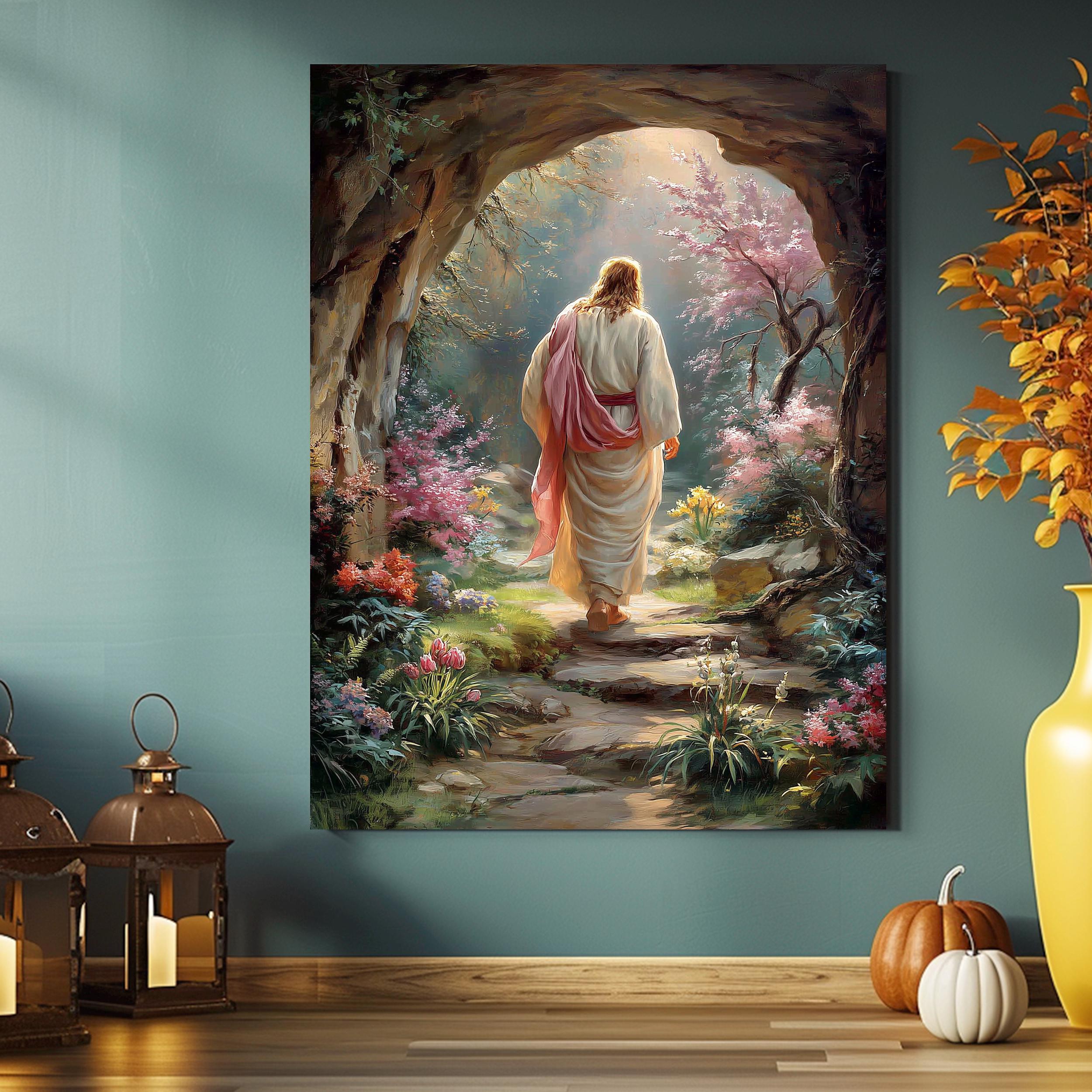 Jesus Resurrection Garden Canvas | He is Risen Wall Art | Christian ...