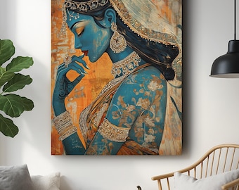 Indian Woman Canvas Print | Vedic Pop Art, Desi Decor