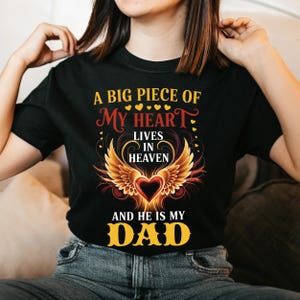 A Big Piece of My Heart Lives in Heaven Dad PNG, Memorial Digital Download, Angel Wings Sublimation Art