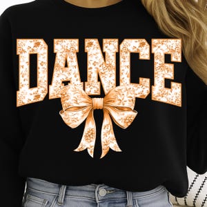 Dansteam bloemenstrik PNG-sublimatieontwerp | Digitale download met retro-letters voor cadeaus voor dansers
