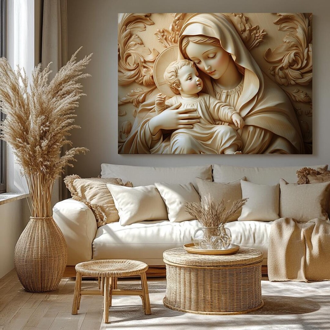 Virgin Mary and Baby Jesus Canvas, Religious Christian Home Decor - Etsy