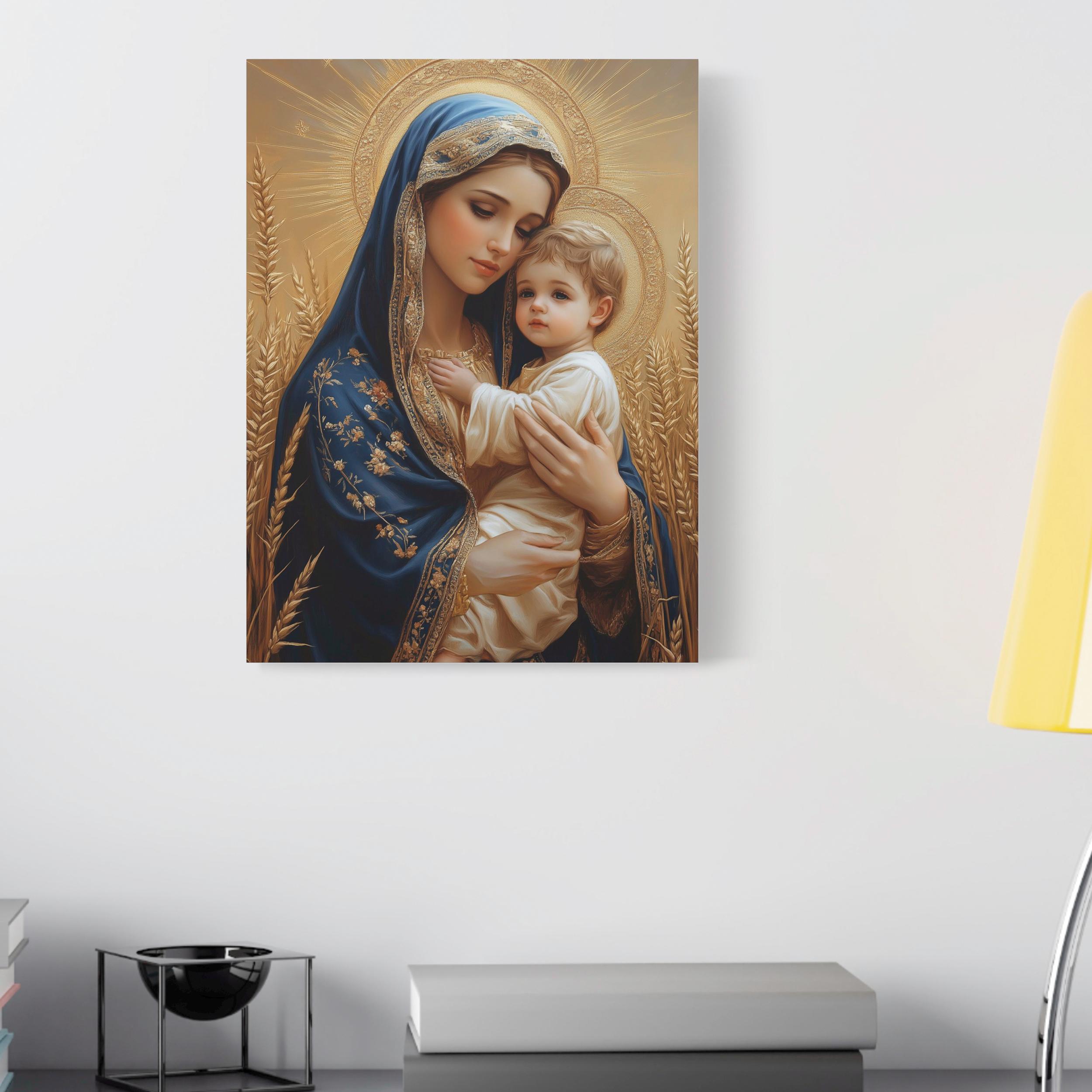 Virgin Mary and Baby Jesus Canvas – Catholic Art, Marian Decor - Etsy