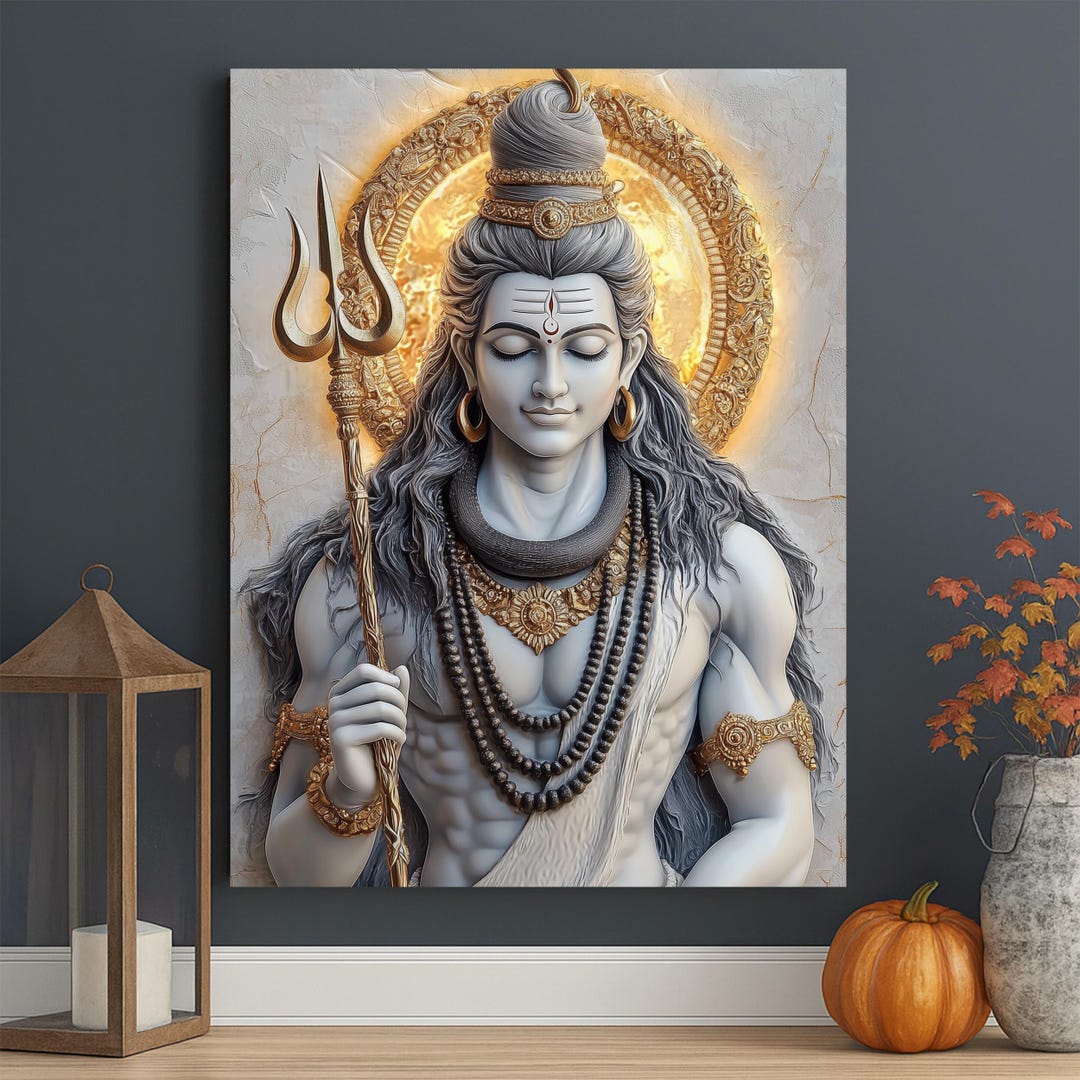 Lord Shiva Trishul Canvas Art: Hindu God Meditation Print - Etsy
