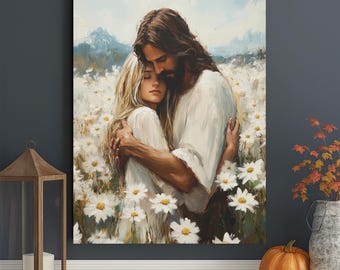 Jesus Hugging Woman Canvas Print – Christian Wall Art