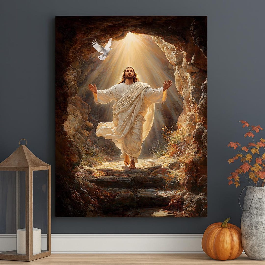 Resurrection Jesus Canvas Wall Art – Christian Easter Religious Decor ...