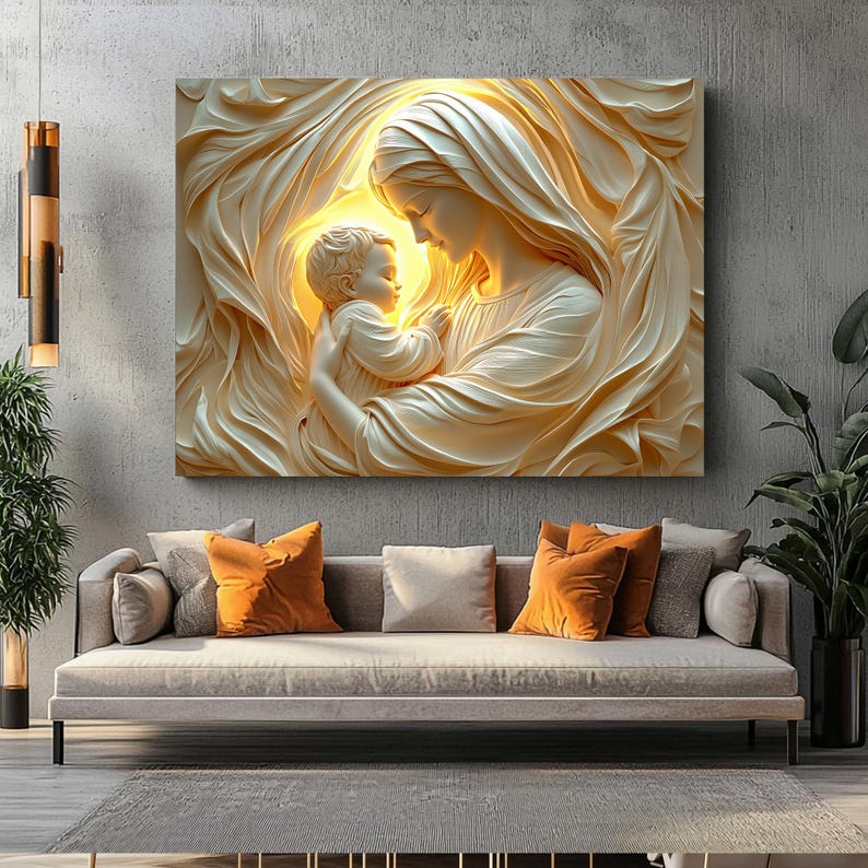 Mother Mary and Jesus Canvas Art | Christian Spiritual Wall Decor ...