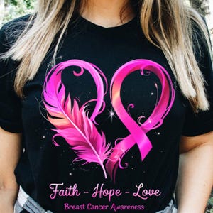 Pink Ribbon Heart PNG, Faith Hope Love Breast Cancer Awareness Digital File