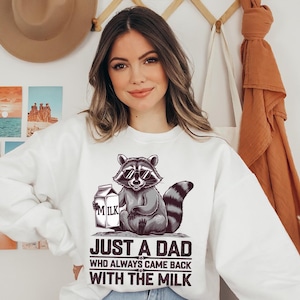 Lustiger Papa Waschbär PNG | Kam Zurück mit der Milch Clipart | Cooler Vater Humor Digitaler Download
