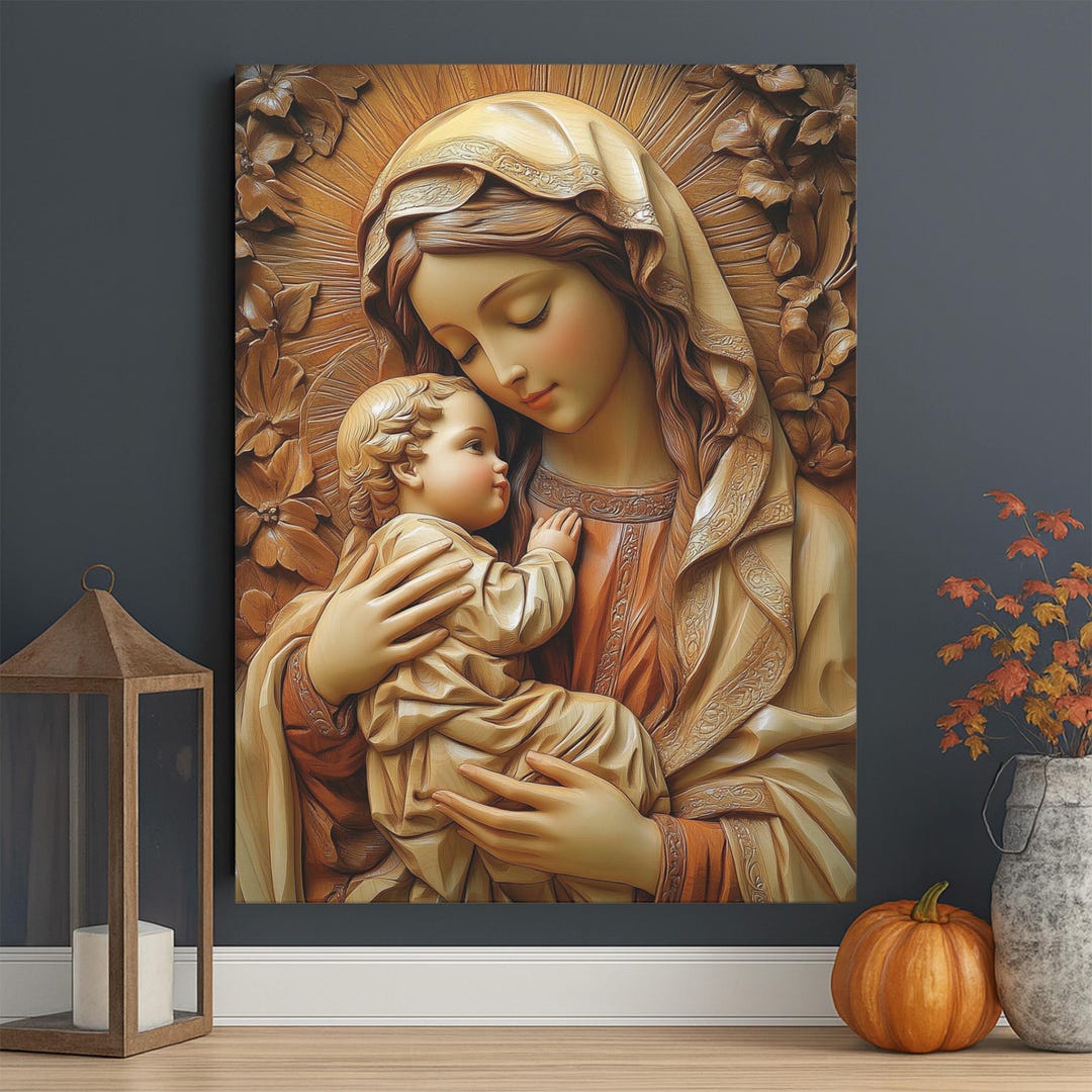 Virgin Mary and Baby Jesus Canvas Print – Catholic Home Decor - Etsy
