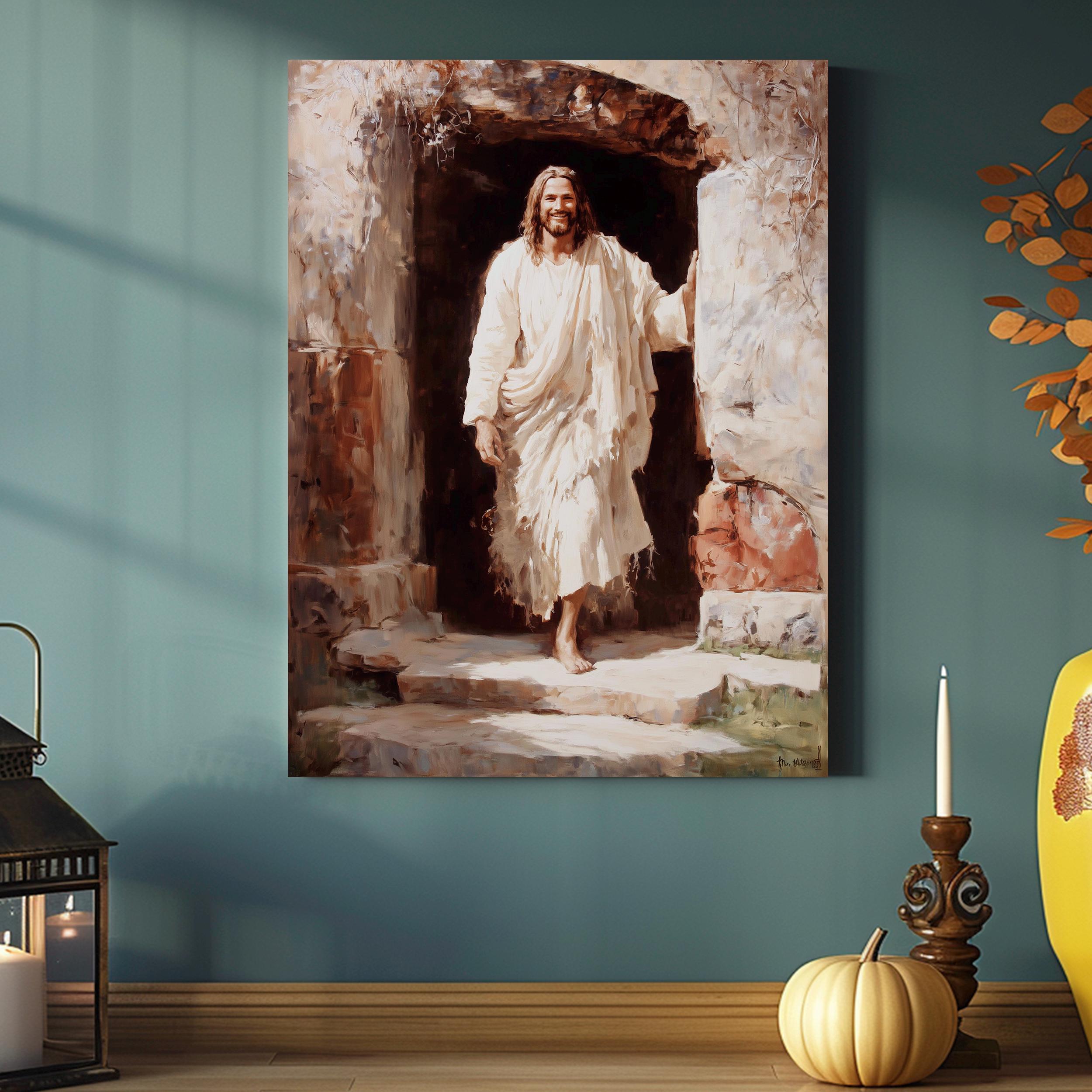 Jesus Resurrection Canvas | He is Risen Wall Art | Christian Painting ...