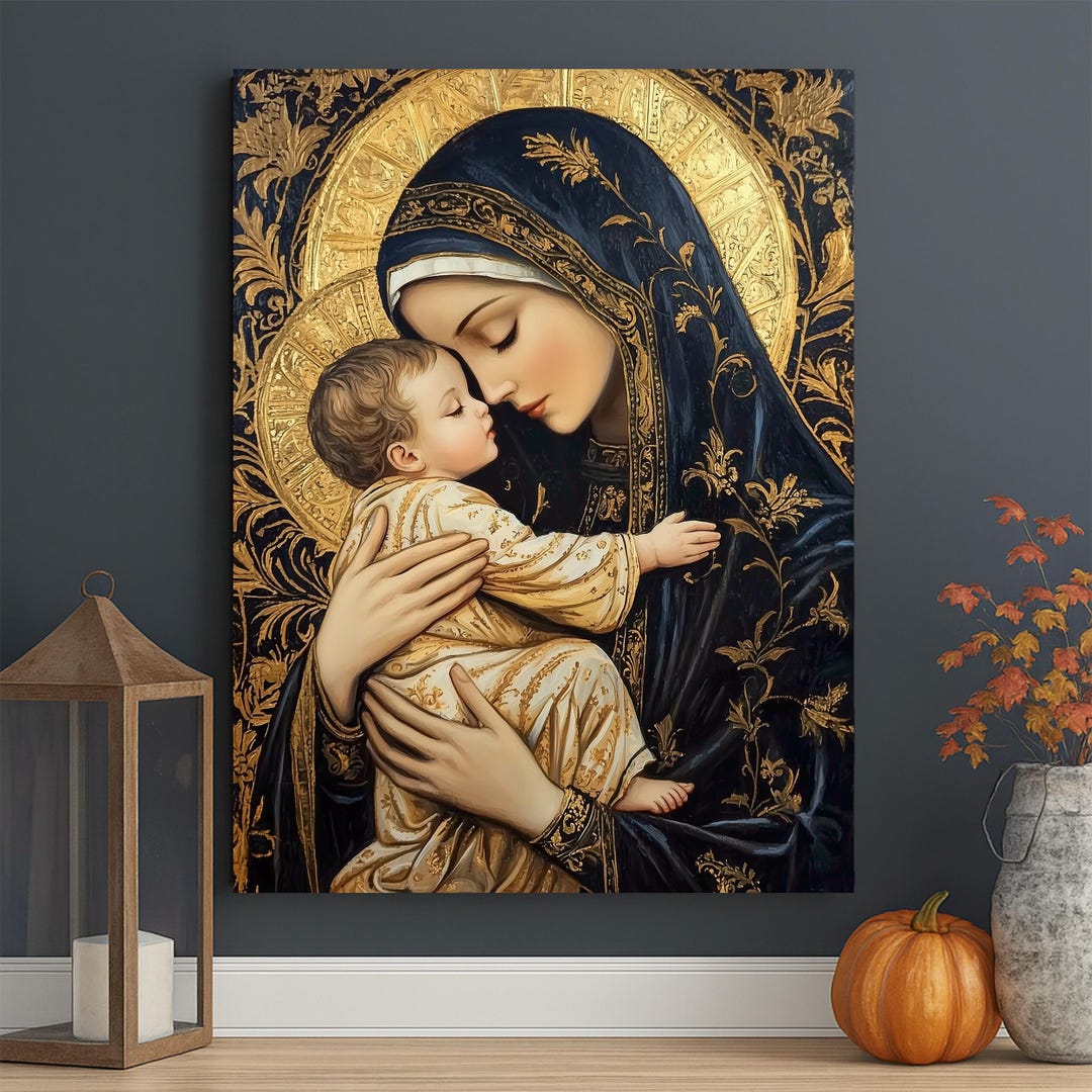 Virgin Mary and Baby Jesus Canvas Print | Religious Home Decor - Etsy