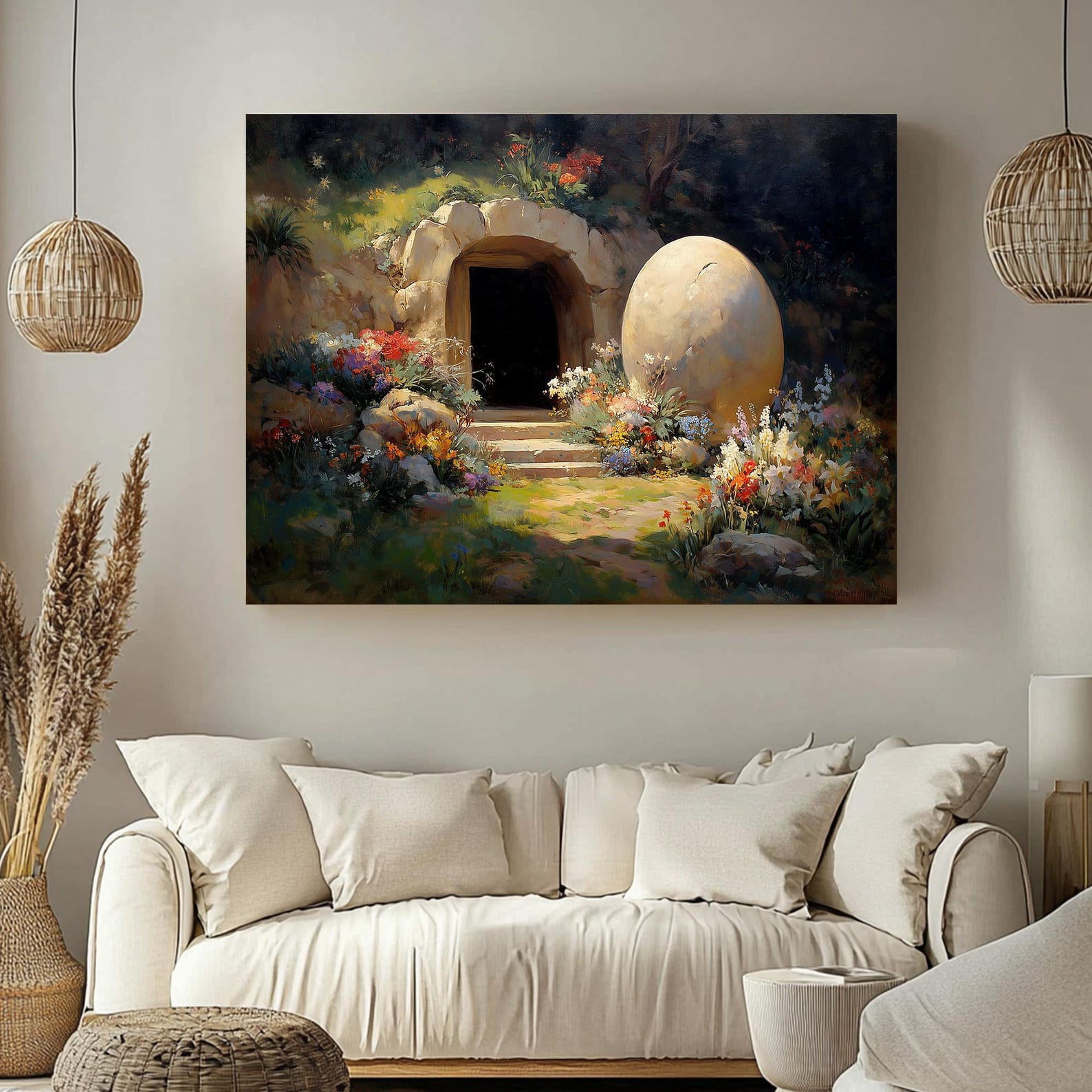 Empty Tomb Easter Canvas – Resurrection Garden Wall Art – Christian ...