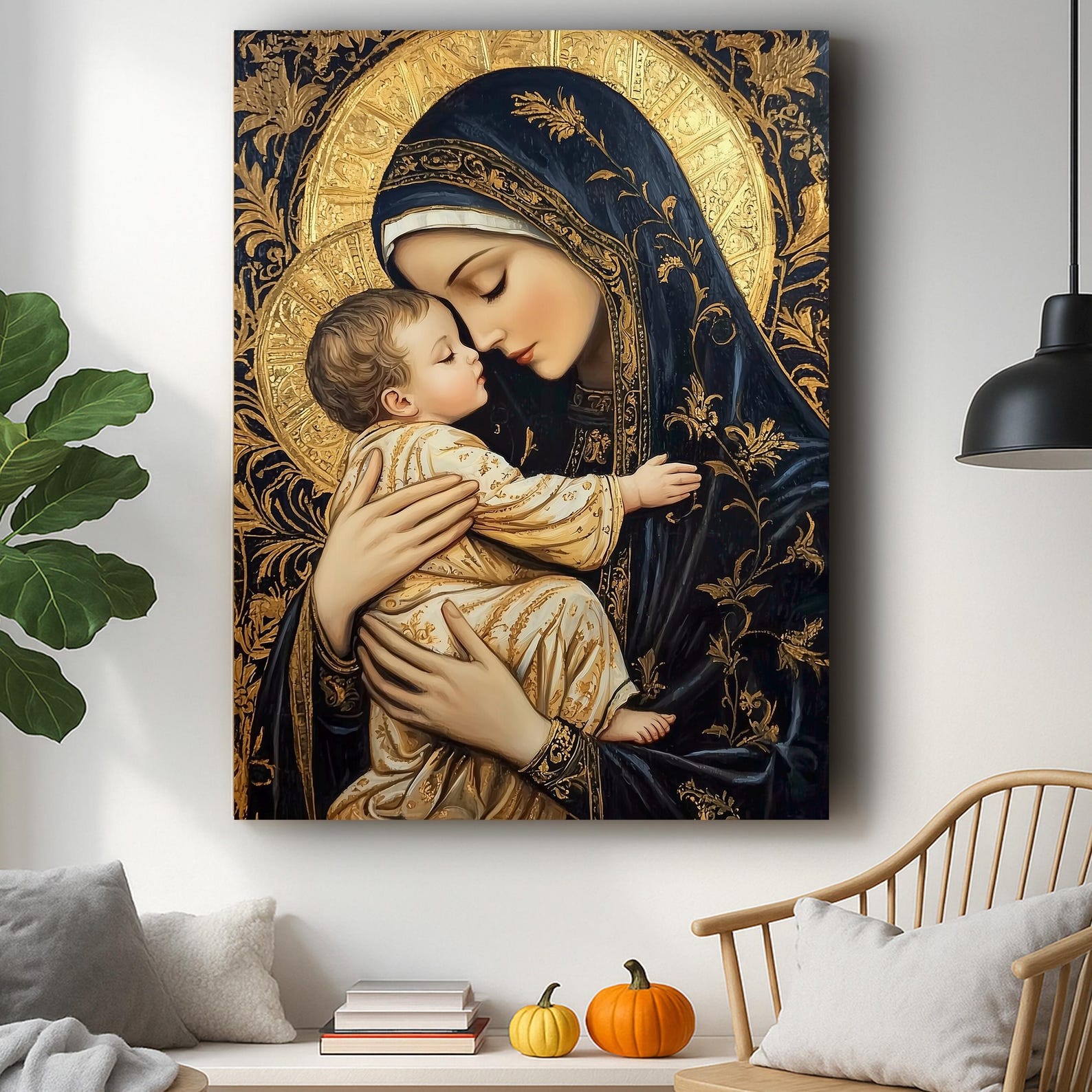 Virgin Mary and Baby Jesus Canvas Print | Religious Home Decor - Etsy
