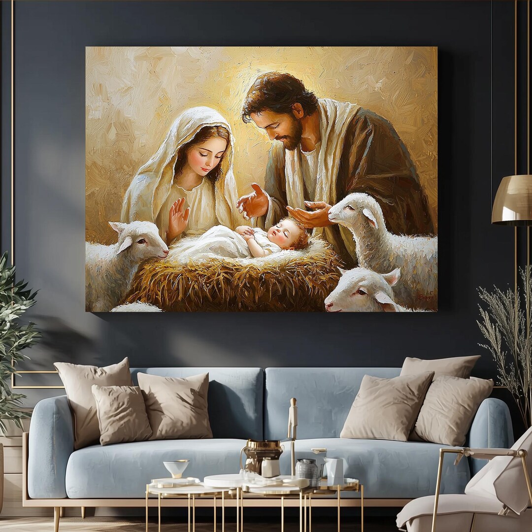 Holy Family Canvas Art | Baby Jesus Nativity Scene - Etsy