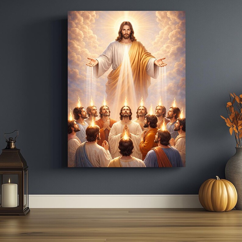 Pentecost Jesus Apostles Canvas Art | Holy Spirit Fire Christian ...