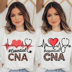 Essential CNA PNG Leopard Print, Heartbeat CNA Sublimation Design, Healthcare Worker Digital File