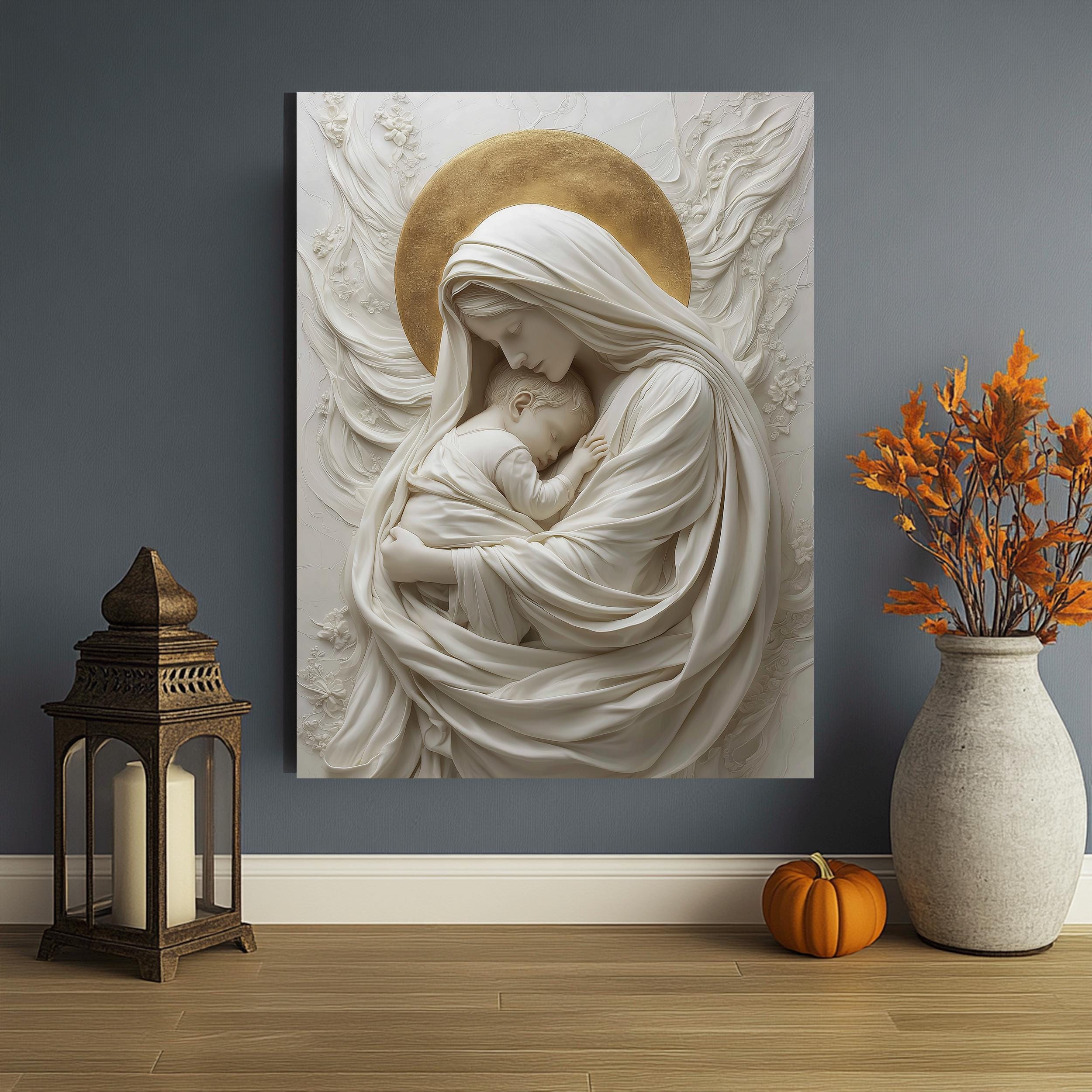 Virgin Mary and Child Canvas Print, Catholic Religious Wall Art - Etsy